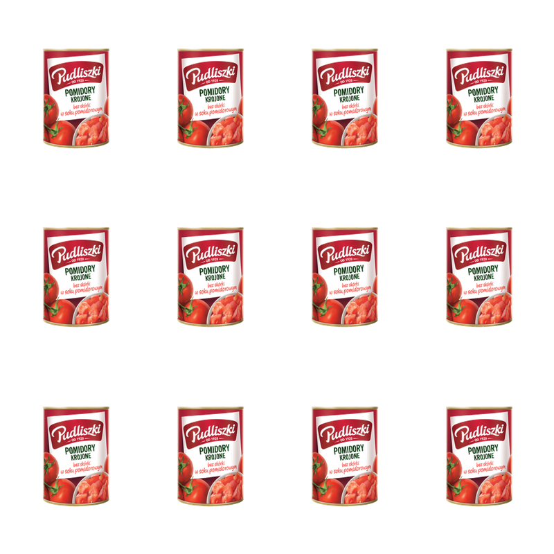Pudliszki pomidory krojone w soku pomidorowym 400g X12