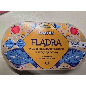 EVRAFISH Flądra w oleju tłoczonym na zimno z papryką i cebulą 170 g