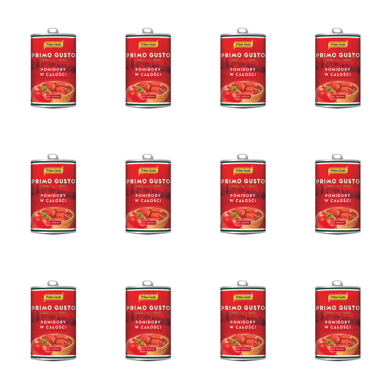 Primo Gusto Pomidory Naturalne Włoskie Całe w Puszce w Sosie bez Skórki 400g X12