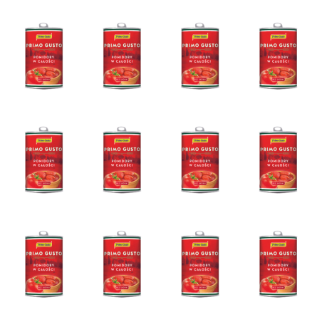 Primo Gusto Pomidory Naturalne Włoskie Całe w Puszce w Sosie bez Skórki 400g X12