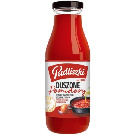 Pudliszki Duszone pomidory o smaku smażonej cebuli i czosnku