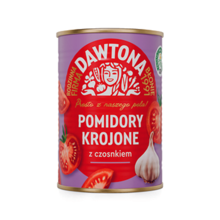 Pomidory krojone z czosnkiem 400g Dawtona
