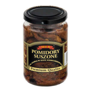 MK Pomidory suszone w oleju słonecznikowym280 g . Produkt pasteryzowany