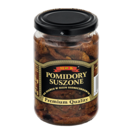 MK Pomidory suszone w oleju słonecznikowym280 g . Produkt pasteryzowany
