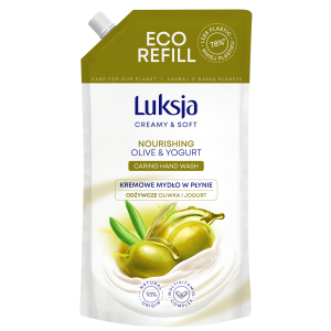 Luksja Creamy & Soft Kremowe mydło w płynie Oliwka i Jogurt 900 ml opakowanie uzupełniające