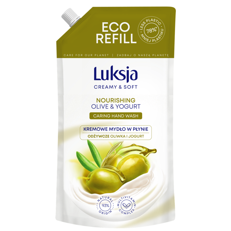 Luksja Creamy & Soft Kremowe mydło w płynie Oliwka i Jogurt 900 ml opakowanie uzupełniające