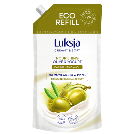 Luksja Creamy & Soft Kremowe mydło w płynie Oliwka i Jogurt 900 ml opakowanie uzupełniające