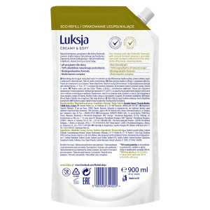 Luksja Creamy & Soft Kremowe mydło w płynie Oliwka i Jogurt 900 ml opakowanie uzupełniające