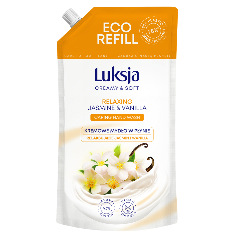 Luksja Creamy & Soft Kremowe mydło w płynie Jaśmin i Wanilia 900 ml opakowanie uzupełniające