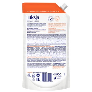 Luksja Creamy & Soft Kremowe mydło w płynie Brzoskwinia i Biała Herbata 900 ml opakowanie uzupełniające