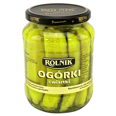 Ogórki ćwiartki 720 ml Rolnik