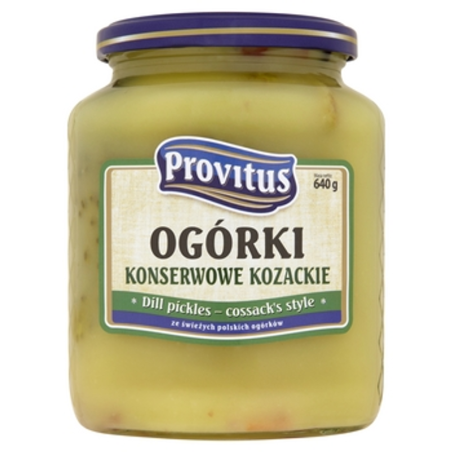 Ogórki konserwowe Kozackie - ogóki w zalewie musztardowej Provitus 640g