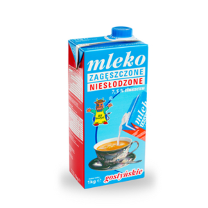 Spółdzielnia Mleczarska w Gostyniu. Mleko zagęszczone niesłodzone gostyńskie 7,5% 1kg X12