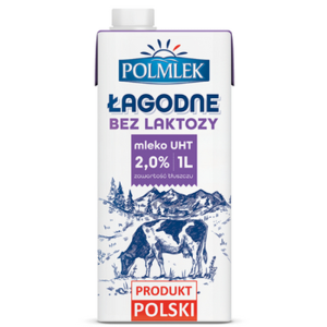 Polmlek Mleko Łagodne bez laktozy 2% 1 l X12
