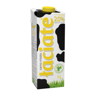 Mleko Polskie Łaciate Krowie UHT w Kartonie Naturalne Świeże 2% 1 L Mlekpol X12