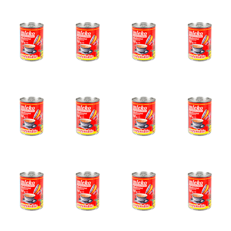 Spółdzielnia Mleczarska w Gostyniu. Mleko zagęszczone słodzone gostyńskie 8% tłuszczu 530g X12