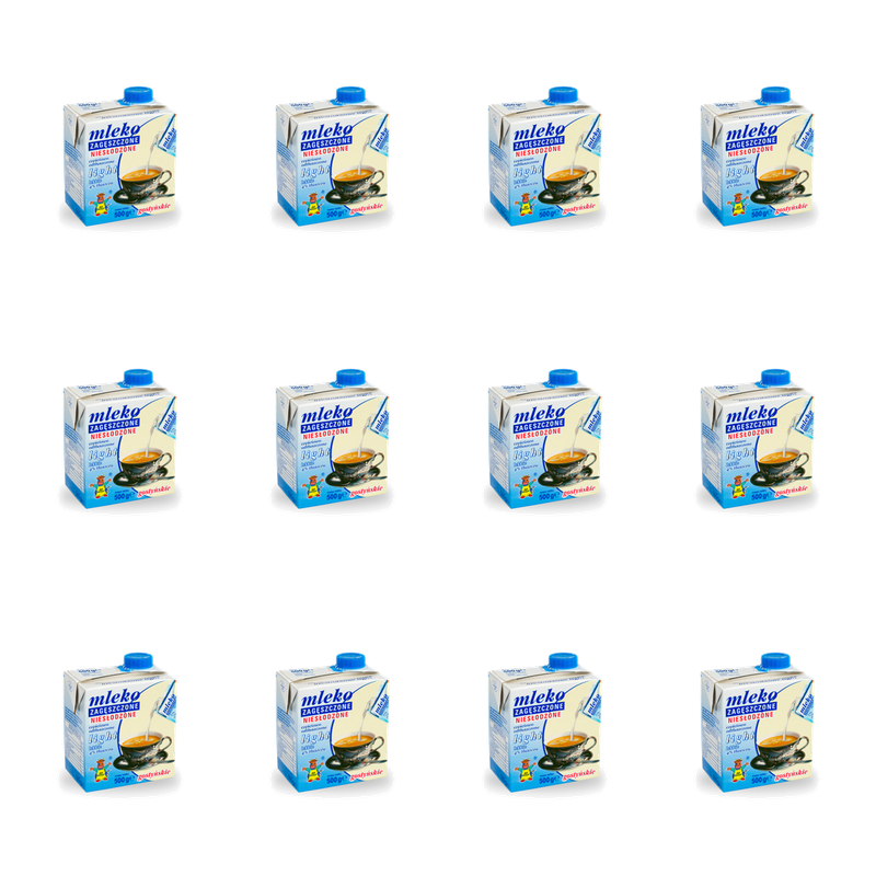 Spółdzielnia Mleczarska w Gostyniu. Mleko zagęszczone niesłodzone gostyńskie light 4% tłuszczu 500g X12