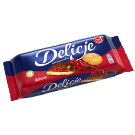 Delicje Szampanśkie Wiśniowe - Biszkopty Ciastka z Czekoladzie 147g