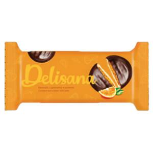 Delisana Biszkopty z galaretką o smaku pomarańczowym w polewie kakaowej 135g