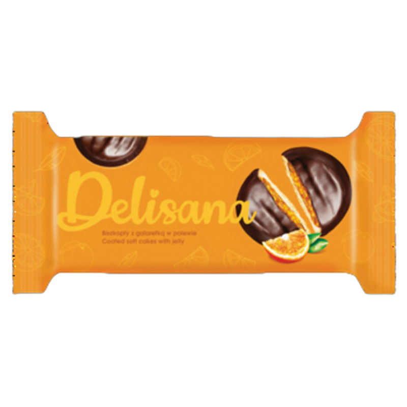 Delisana Biszkopty z galaretką o smaku pomarańczowym w polewie kakaowej 135g