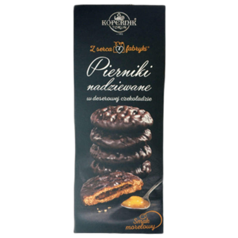 Kopernik Pierniki nadziewane w deserowej czekoladzie smak morelowy 145 g