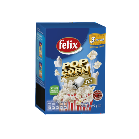 felix Popcorn do mikrofalówki sól 270 g (3x90 g)