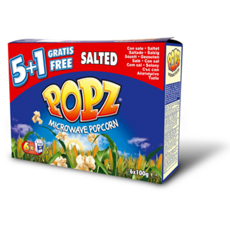 POPZ Popcorn do mikrofalówki solony 6 w cenie 5 600 g