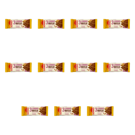Sonko. 3 Lekkkie wafelki 3 ziarna w mlecznej czekoladzie 36g. X11