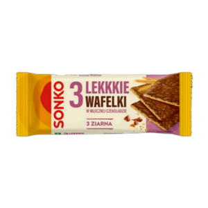 Sonko. 3 Lekkkie wafelki 3 ziarna w mlecznej czekoladzie 36g. X11