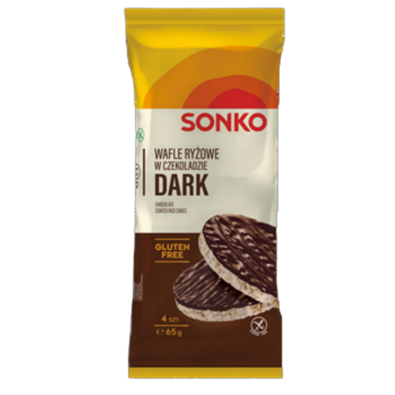 Sonko. Dark - Wafle Ryżowe w Czekoladzie Przekąska Bezglutenowa 65 g