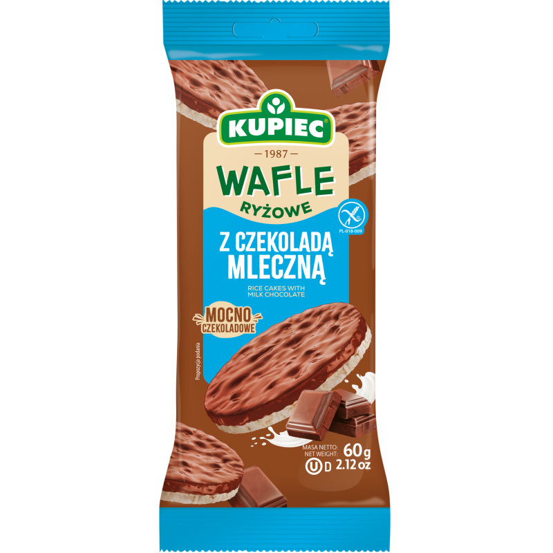 Kupiec wafle ryżowe w mlecznej czekoladzie 60G