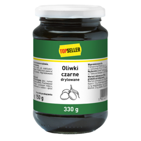 Topseller Oliwki czarne drylowane 330g