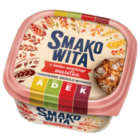Smakowita o smaku swojskiego masełka 450g. Margaryna półtłusta