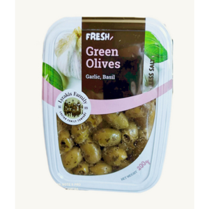 Oliwki zielone drylowane z czosnkiem i bazylią pasteryzowane Fresh Pack 200g Lyrakis Family
