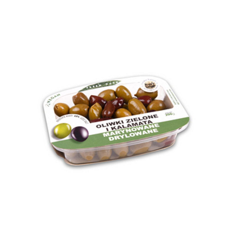 Oliwki zielone i kalamata marynowane - drylowane / Fresh Pack 200g Lyrakis Family