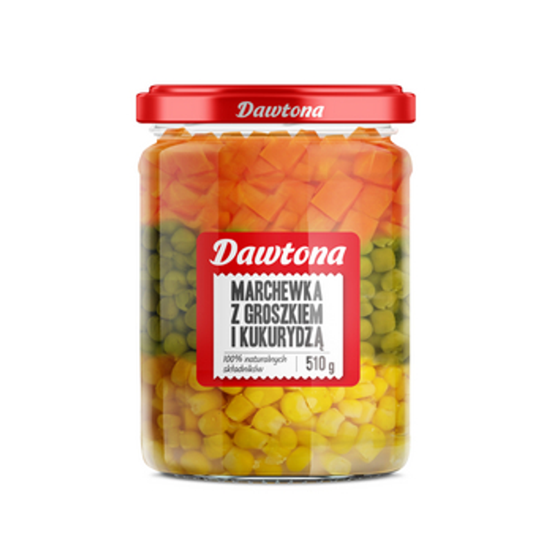 Marchewka z groszkiem i kukurydzą 510g Dawtona
