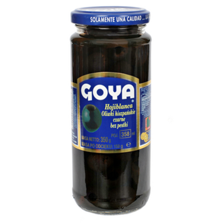 Goya Oliwki Hiszpańskie Czarne Bez Pestek Drylowane w Słoiku 358 ml