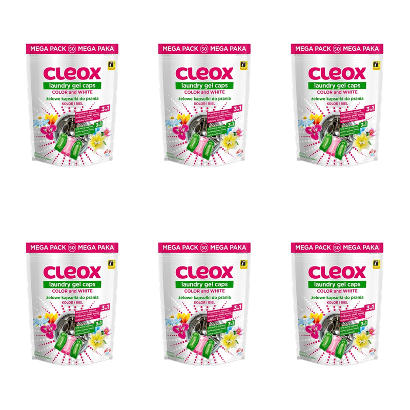 CLEOX laundry capsules 3 komorowe do wszystkich rodzajów 50 szt X6