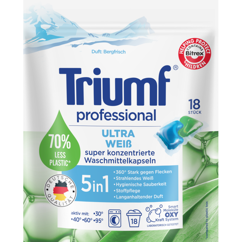 TRIUMF 18szt Ultra Weiss Kapsułki do prania białych tkanin 2w1