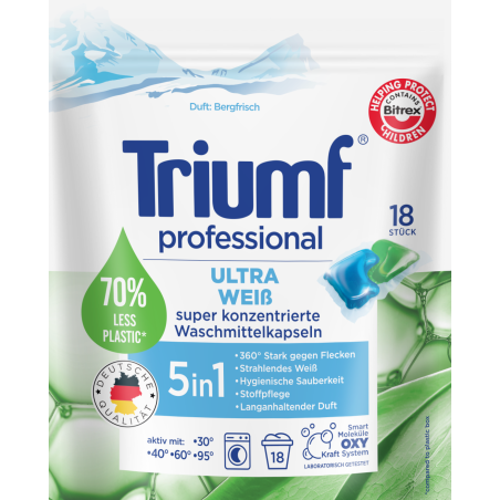 TRIUMF 18szt Ultra Weiss Kapsułki do prania białych tkanin 2w1
