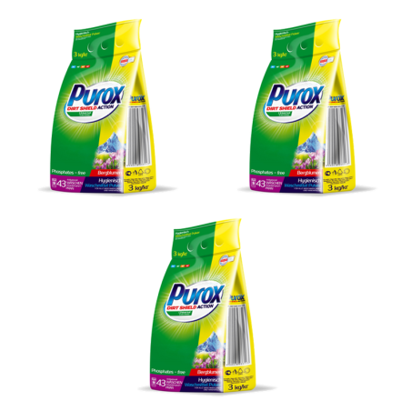 Purox Dirt Shield Action Universal Color + White 3kg X3