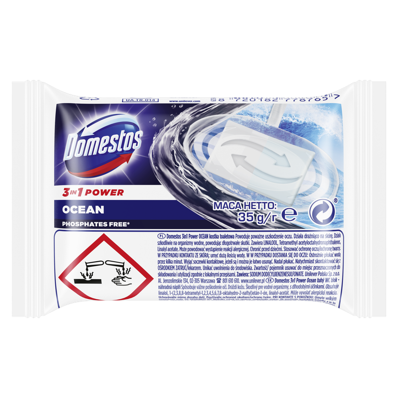 Domestos kostka toaletowa 3w1 Ocean refill 35g