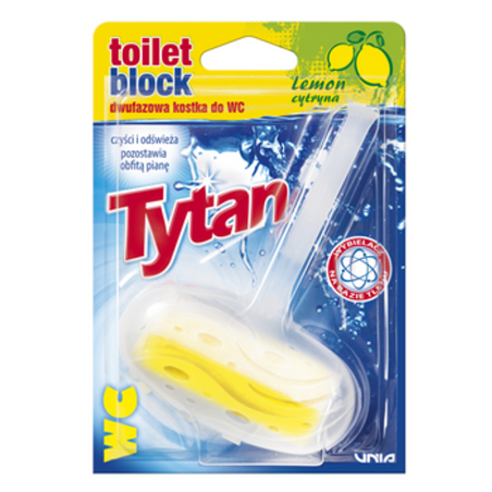 Dwufazowa kostka do WC Tytan cytrynowy koszyczek 40g