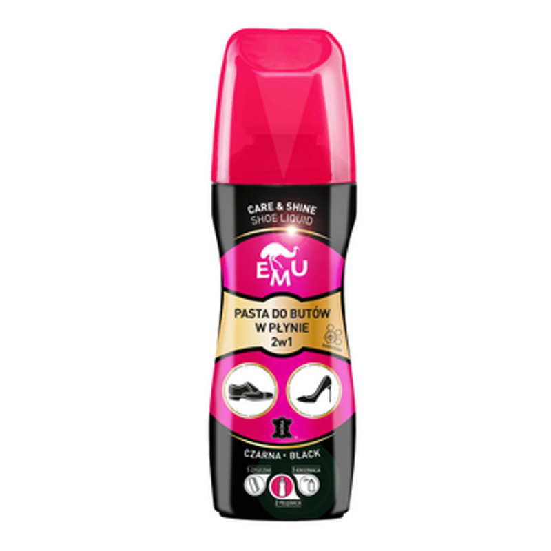 EMU Pasta do butów w płynie 2w1 (care and shine shoe liquid) - czarna 75 ml