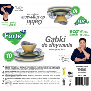 FORTE+ Gąbki do zmywania z EKO fibrą 10 szt.