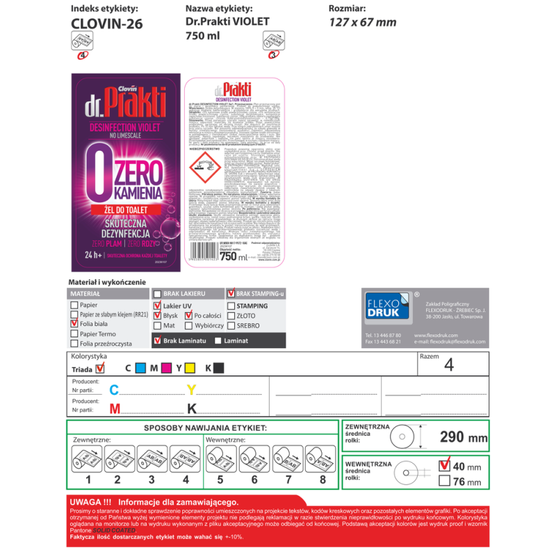 Żel do toalet dr.Prakti WC ZERO KAMIENIA Violet 750 ml
