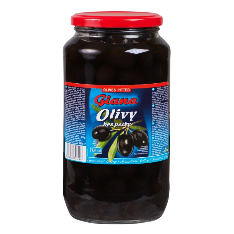 Hiszpańskie oliwki czarne bez pestki w słonej zalewie GIANA 935ml