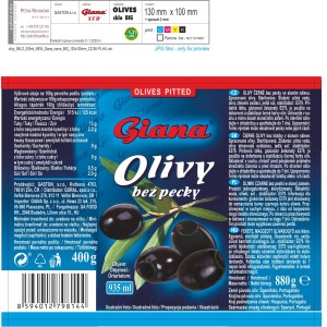 Hiszpańskie oliwki czarne bez pestki w słonej zalewie GIANA 935ml