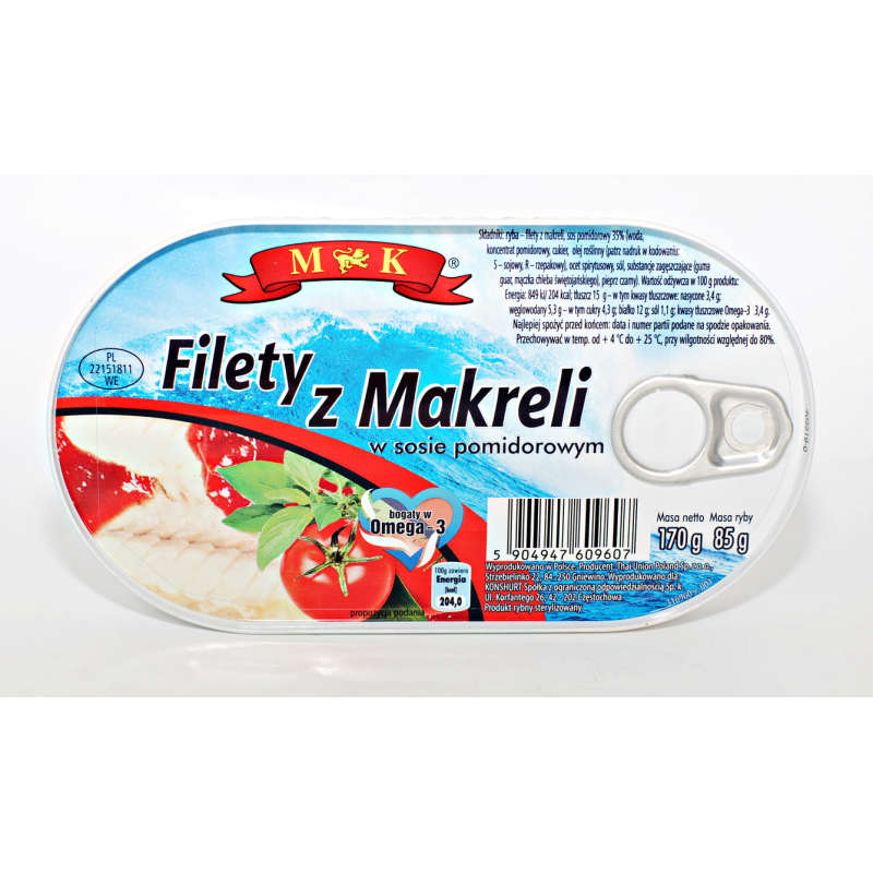 MK Filety z makreli w sosie pomidorowym 170 g
