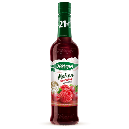 Herbapol syrop owocowy suplement diety malina z żurawiną z wit. C, D, B6 i cynkiem 420ml